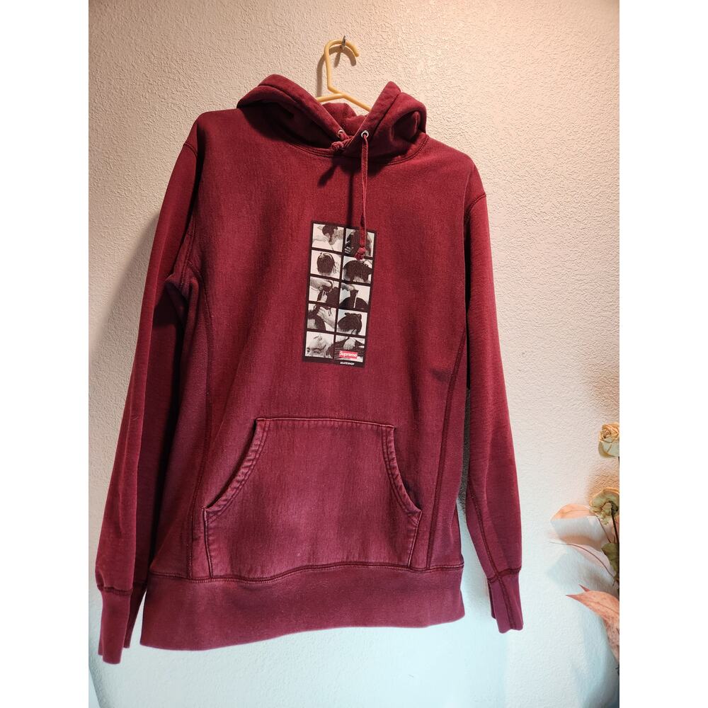 Supreme Burgundy‎ Graphic Hoodie PTP 24 Men’s Made in Canada Rare Design Sumo